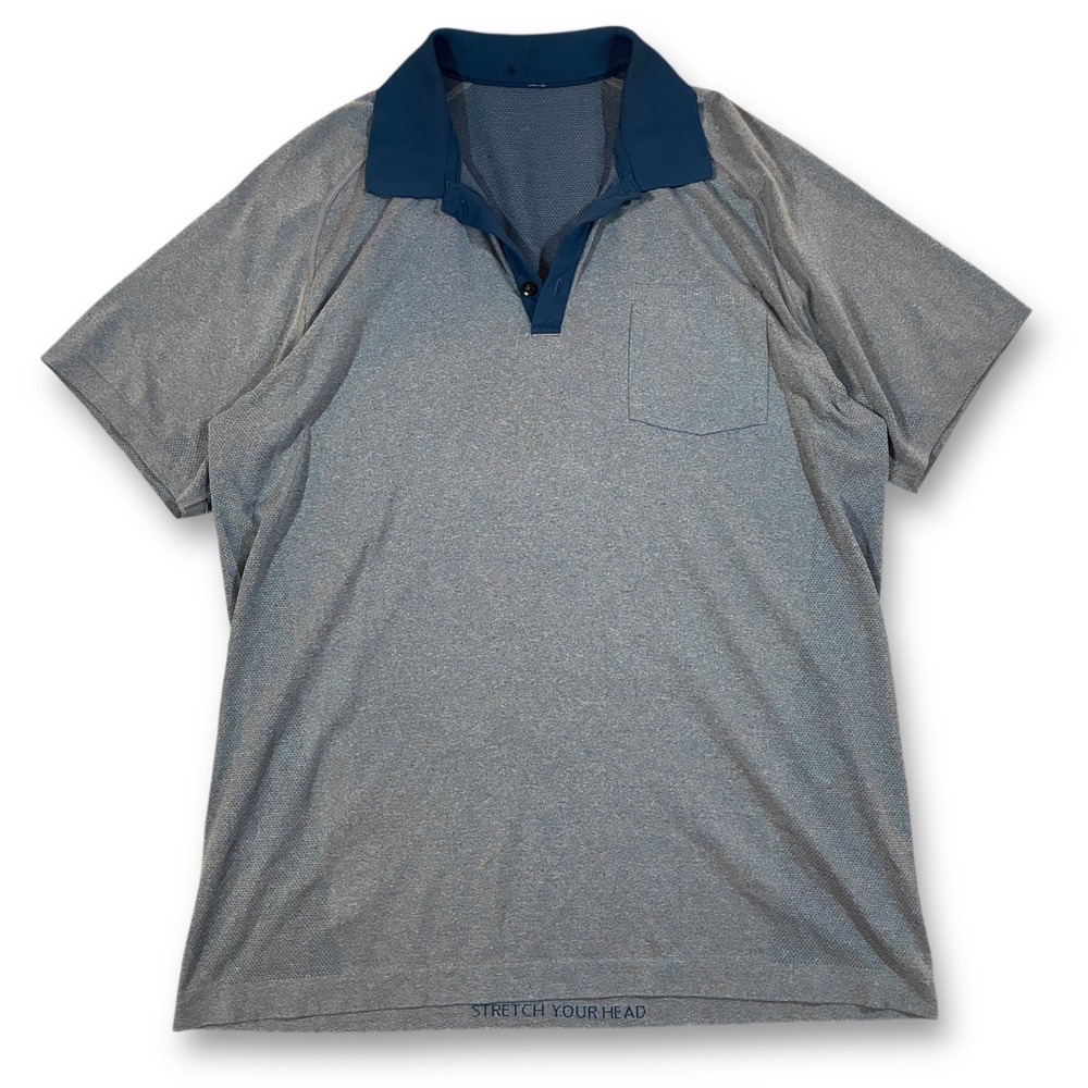 Lululemon‎ Metal Vent Tech Polo Shirt Short Sleeve Blue Men's XL Performance